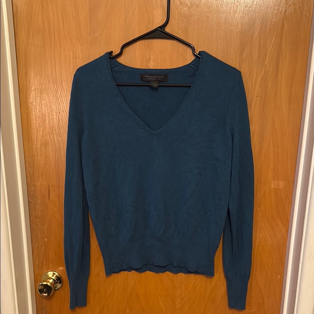 Teal V-Neck Women's Sweater